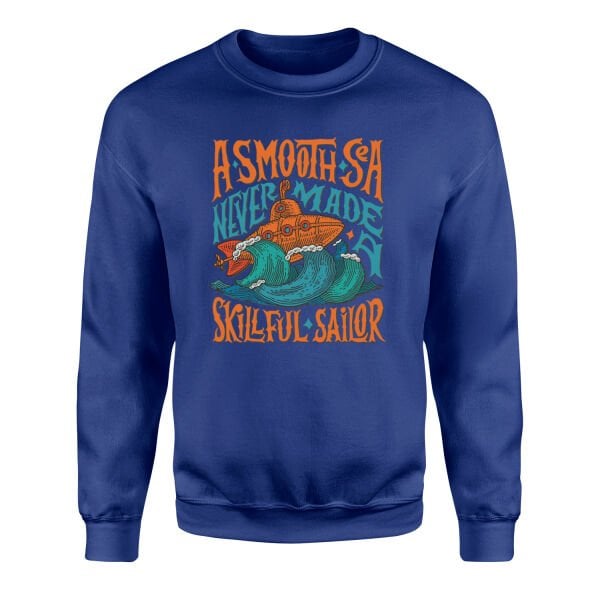 Smooth Sea Illustration Sweatshirt M - İndigo Mavisi
