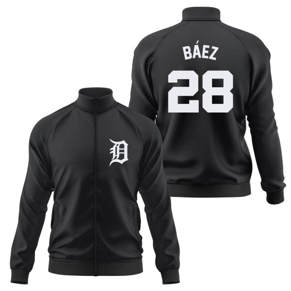 Javier Baez 28 Detroit Tigers Jersey Fermuarlı Sweatshirt L - Siyah