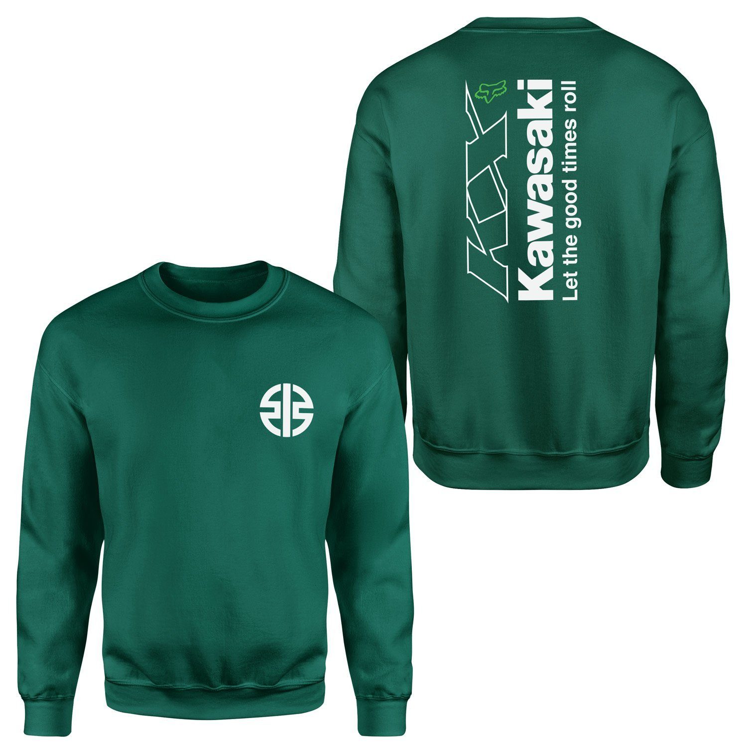 Kawasaki KX FOX Let The Good Times Roll Sweatshirt XXL - Nefti Yeşili
