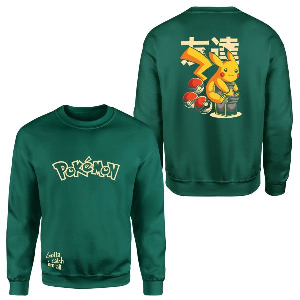 POKEMON Pikachu SE Sweatshirt L - Nefti Yeşili