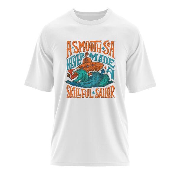 Smooth Sea Illustration Oversize Tişört M - Beyaz