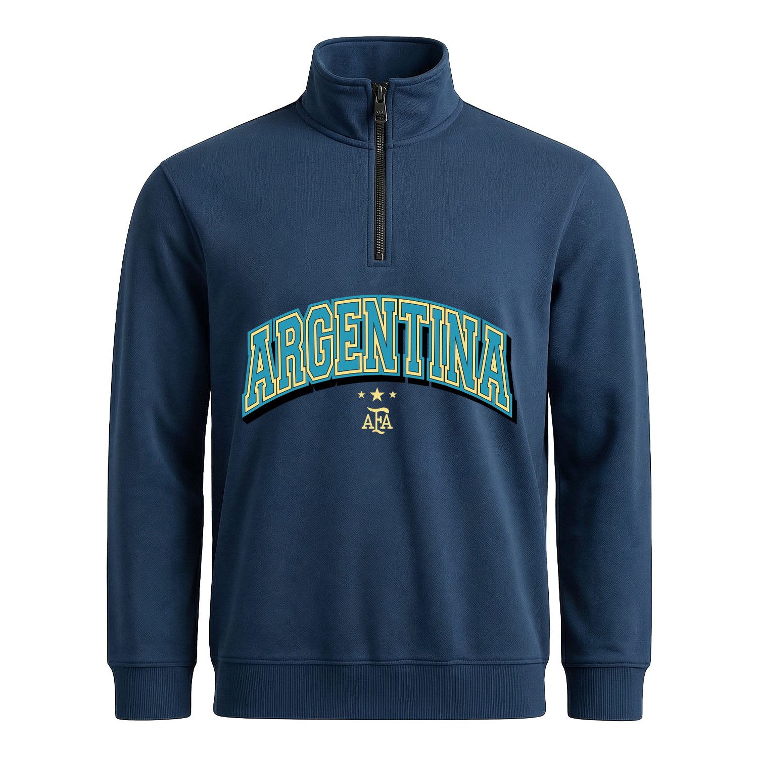 Arjantin 2026 Varsity Yarım Fermuarlı Sweatshirt L - İndigo Mavisi
