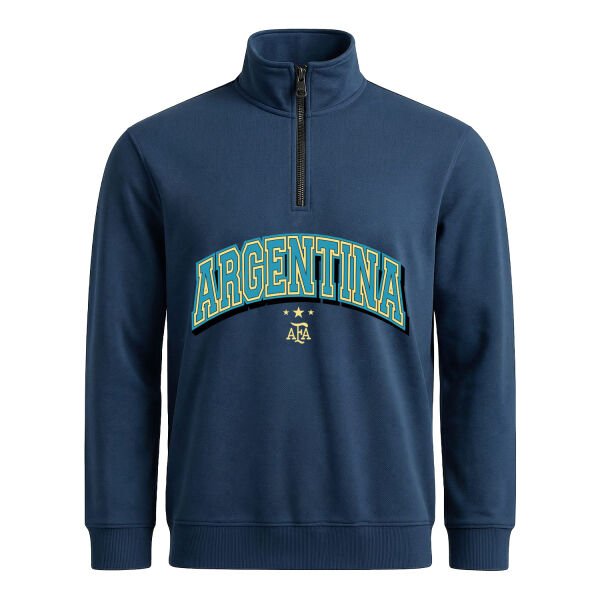 Arjantin 2026 Varsity Yarım Fermuarlı Sweatshirt XL - İndigo Mavisi
