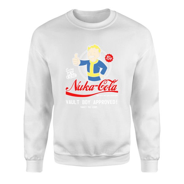 Vault-Boy Approved Nuka-Cola | Fallout Sweatshirt S - Beyaz