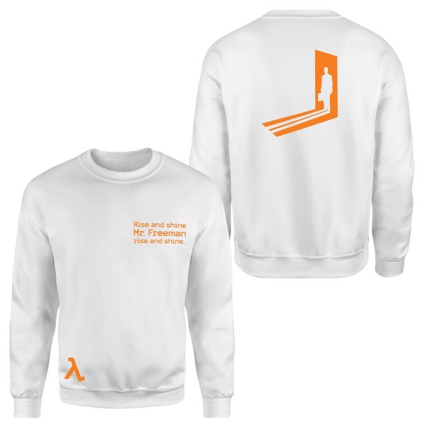 Rise and Shine Mr. Freeman | Half-Life Sweatshirt M - Beyaz