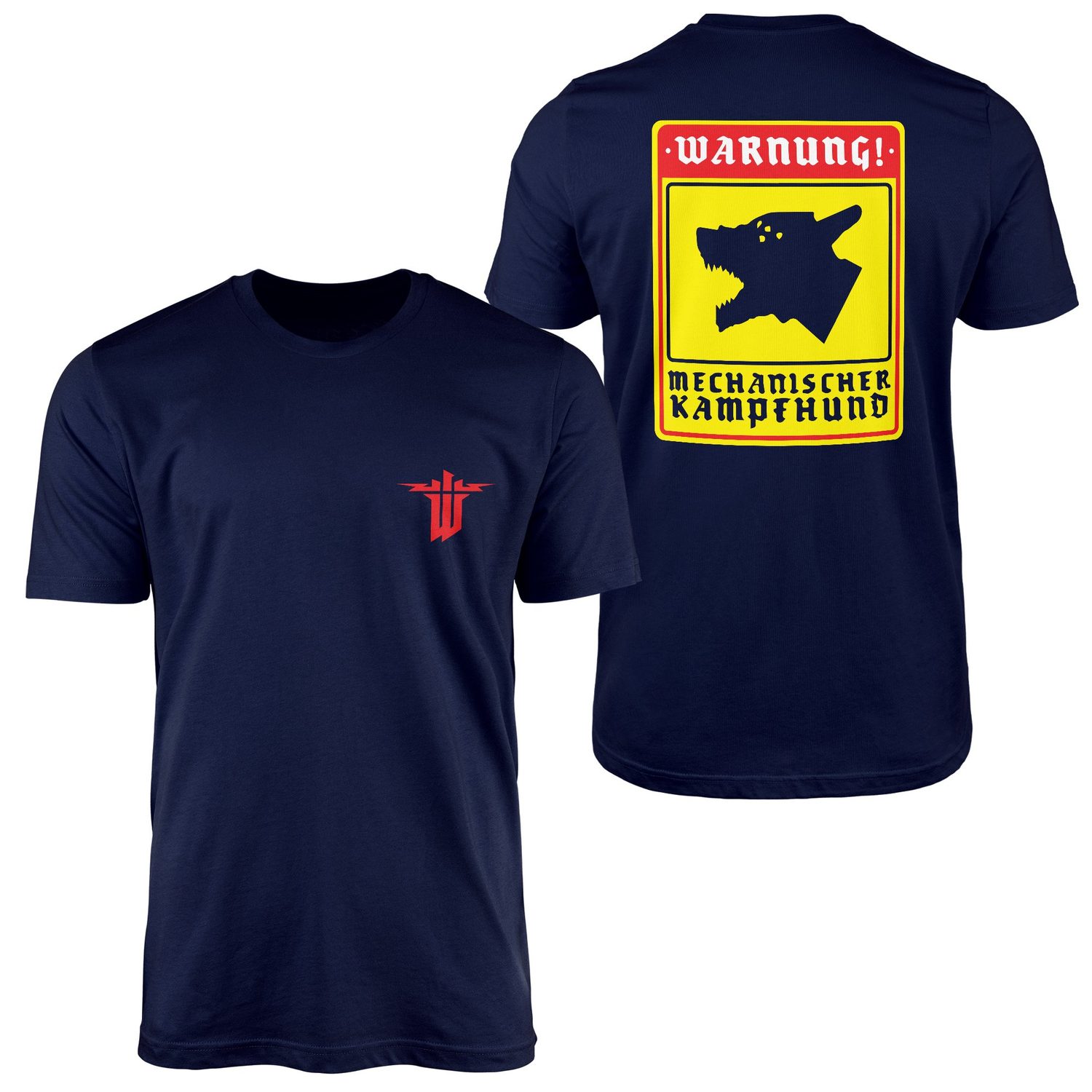 WARNUNG! Mechanischer Kampfhund | Wolfenstein Tişört XL - İndigo Mavisi