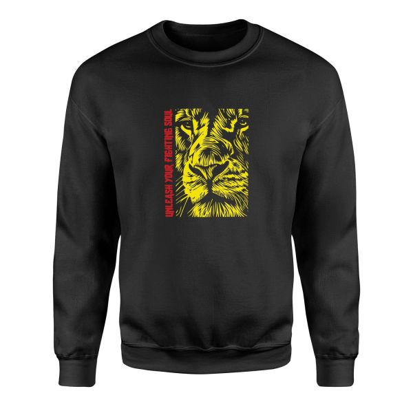 Unleash Your Fighting Soul | Lion II Sweatshirt S - Siyah