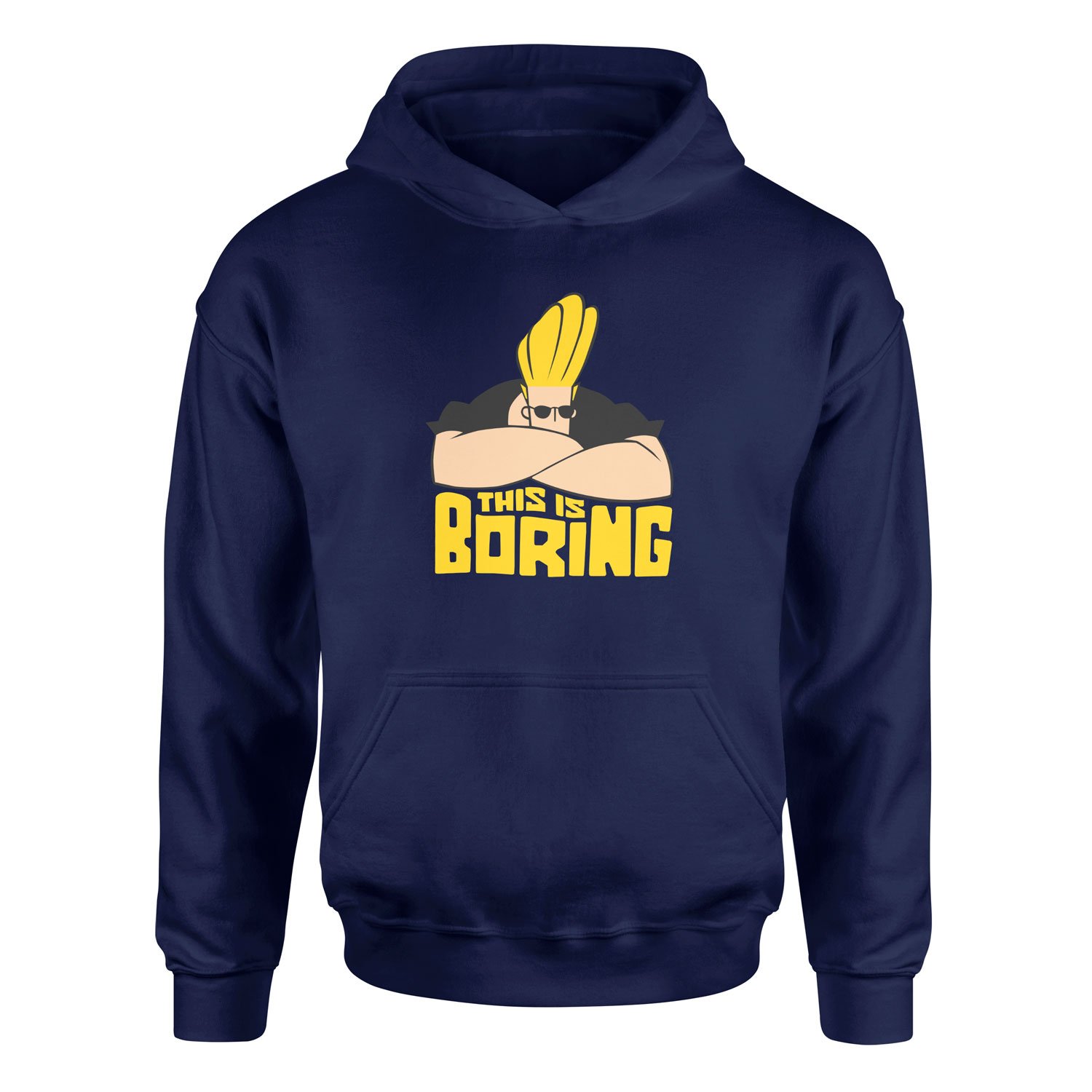 This is Boring | Johnny Bravo Hoodie XL - Lacivert