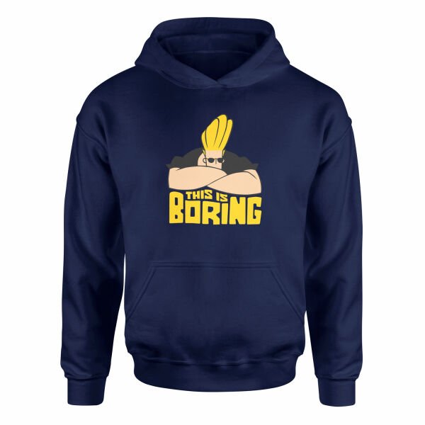 This is Boring | Johnny Bravo Hoodie XL - Lacivert