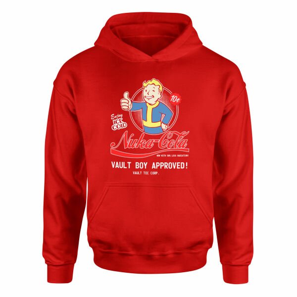 Vault-Boy Approved Nuka-Cola | Fallout Hoodie L - Kırmızı