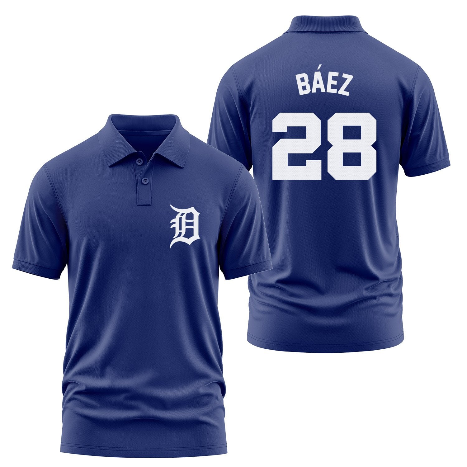 Javier Baez 28 Detroit Tigers Jersey Polo Tişört L - İndigo Mavisi