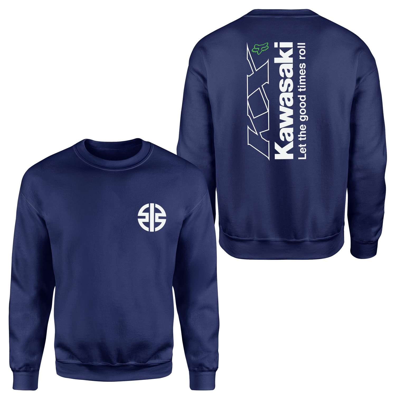 Kawasaki KX FOX Let The Good Times Roll Sweatshirt XL - İndigo Mavisi