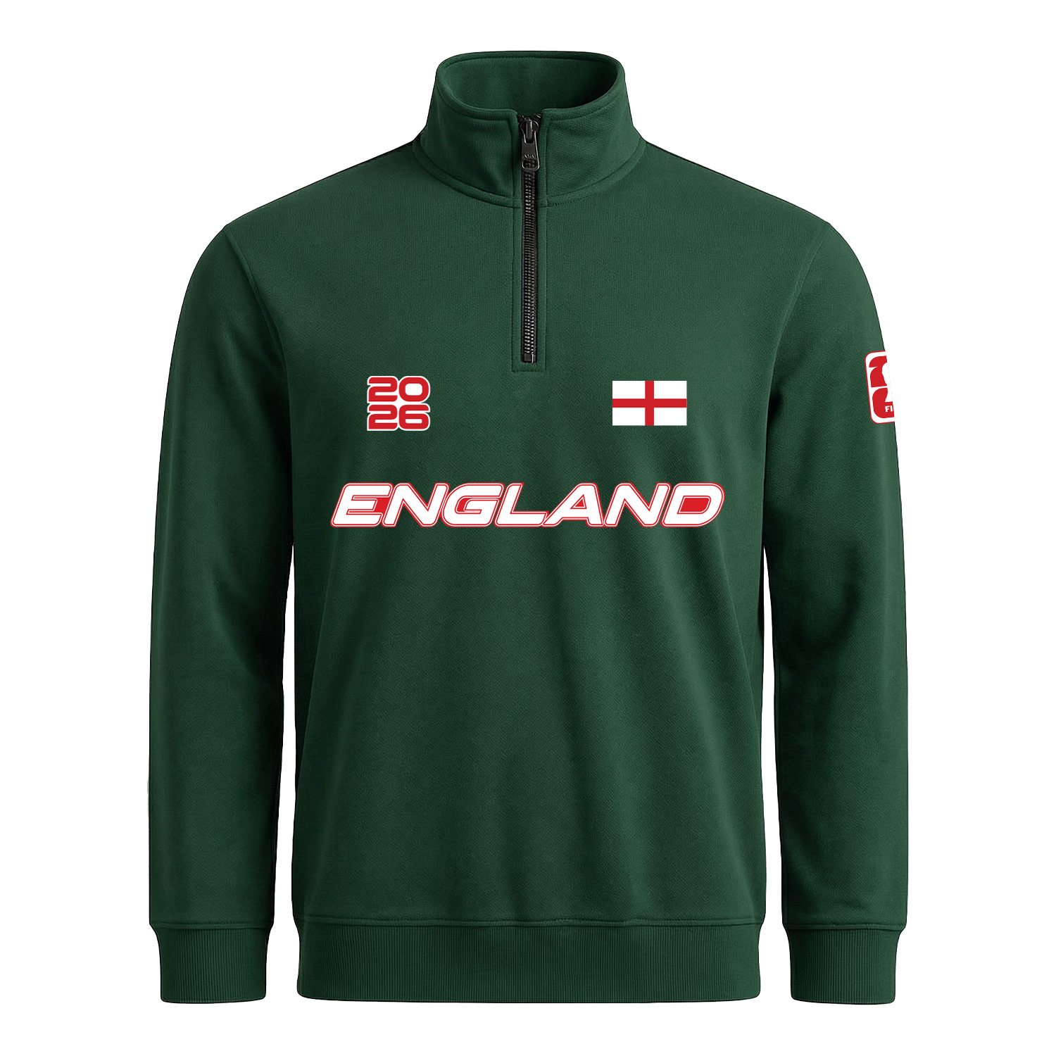 İngiltere 2026 Yarım Fermuarlı Sweatshirt M - Nefti Yeşili
