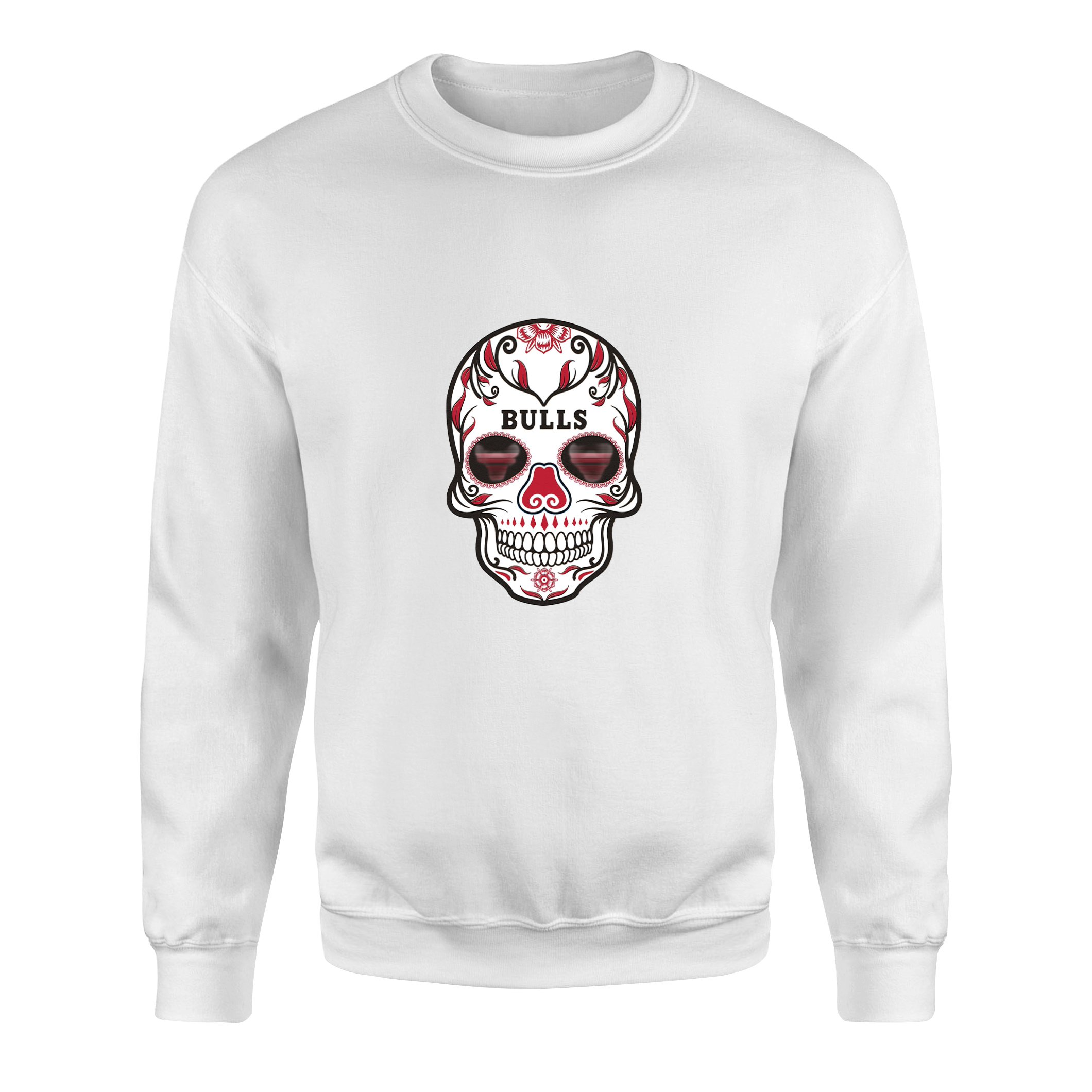 Bulls Skull Sweatshirt XL - Beyaz