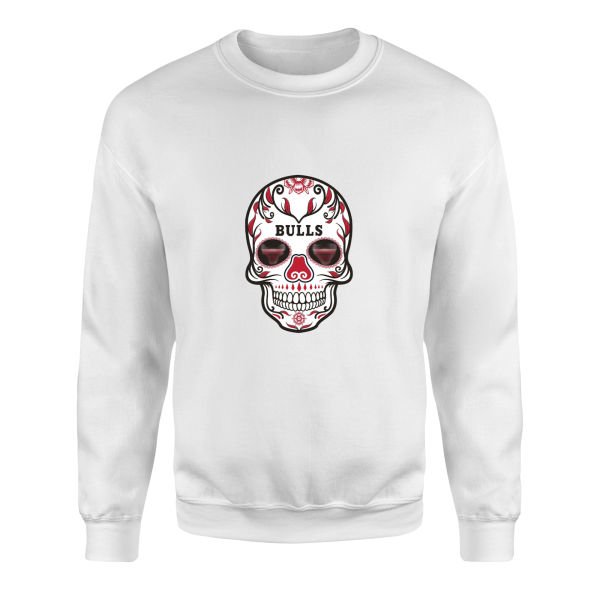 Bulls Skull Sweatshirt XL - Beyaz