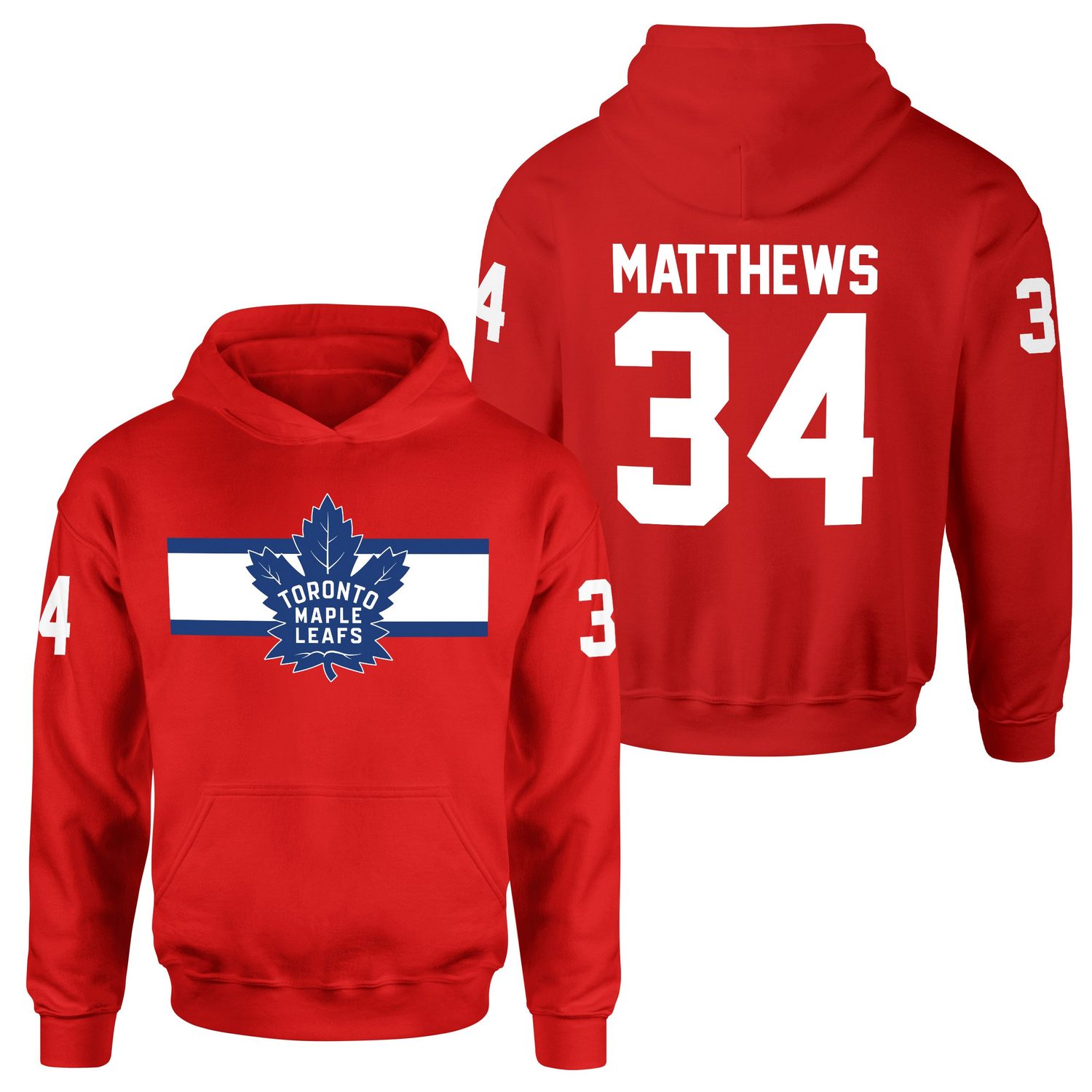 Auston Matthews Toronto Maple Leafs W NHL Jersey Hoodie L - Kırmızı