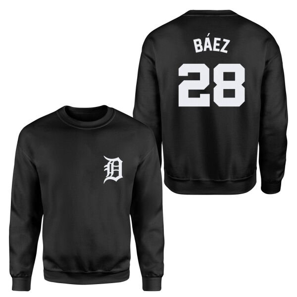 Javier Baez 28 Detroit Tigers Jersey Sweatshirt L - Siyah