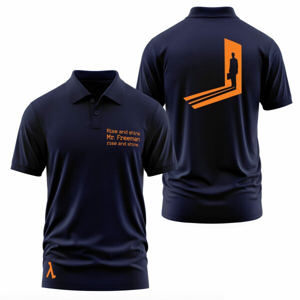 Rise and Shine Mr. Freeman | Half-Life Polo Tişört L - İndigo Mavisi