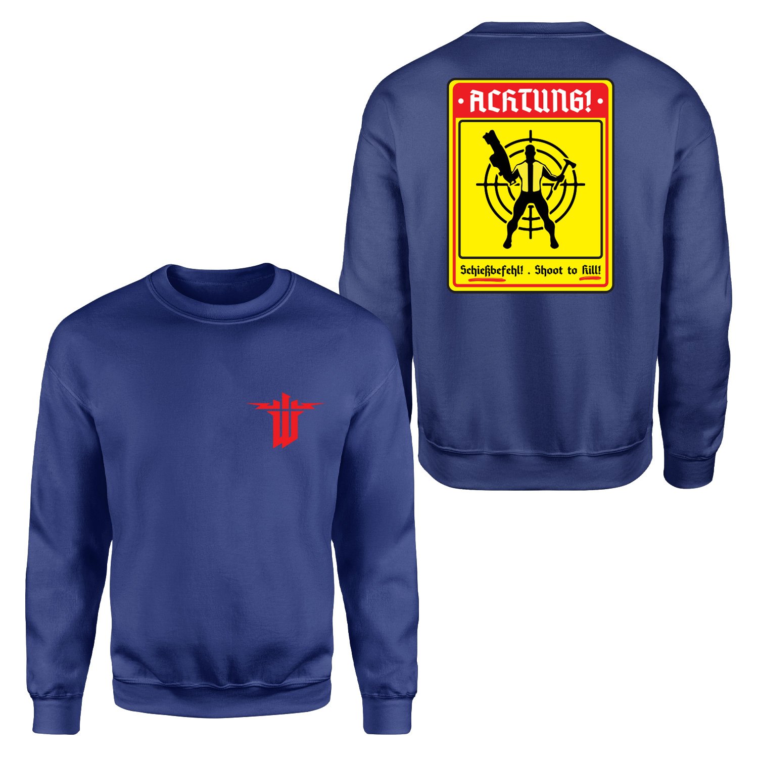 Achtung Schießbefehl! | Wolfenstein Sweatshirt S - Lacivert
