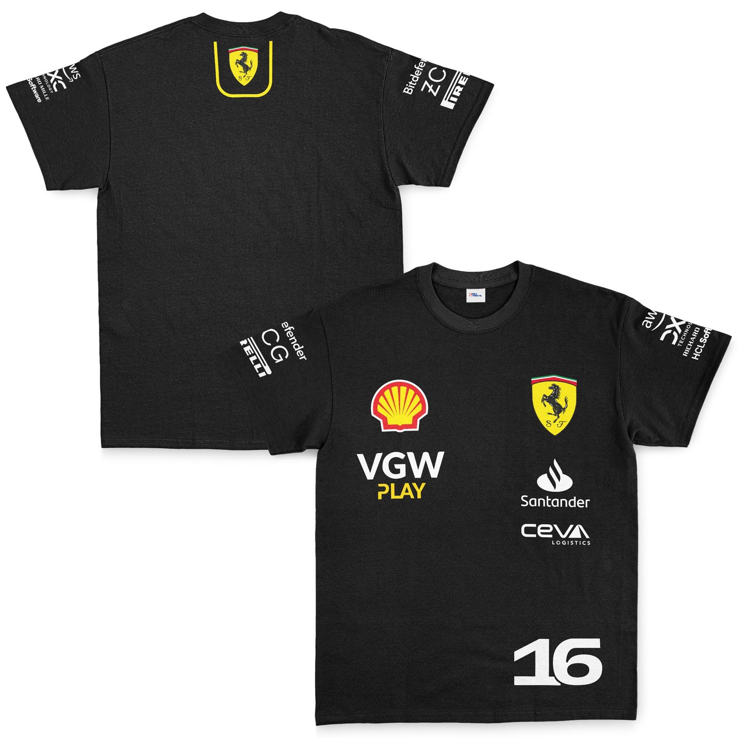 Scuderia Ferrari 2024 Charles Leclerc 16 Driver Edition Tişört XXL - Siyah