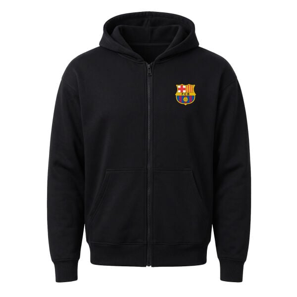 FC Barcelona Fermuarlı Kapüşonlu Sweatshirt