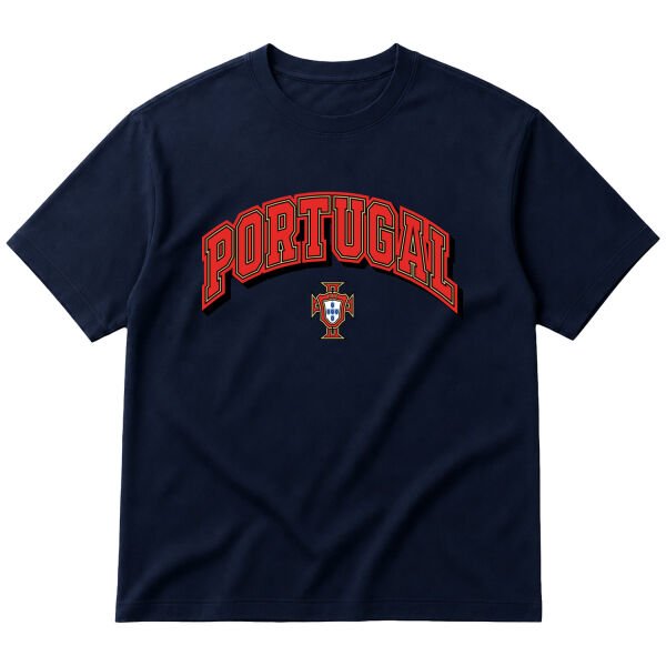 Portekiz 2026 Varsity Oversize Tişört S - İndigo Mavisi