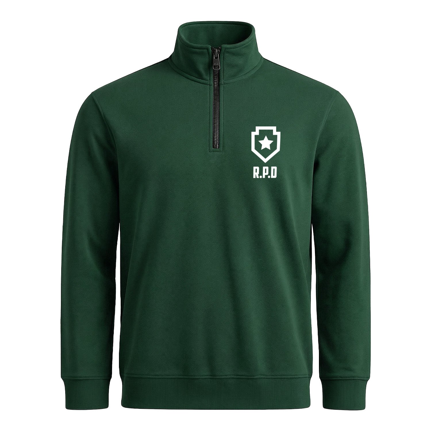 RPD Yarım Fermuarlı Sweatshirt S - Nefti Yeşili