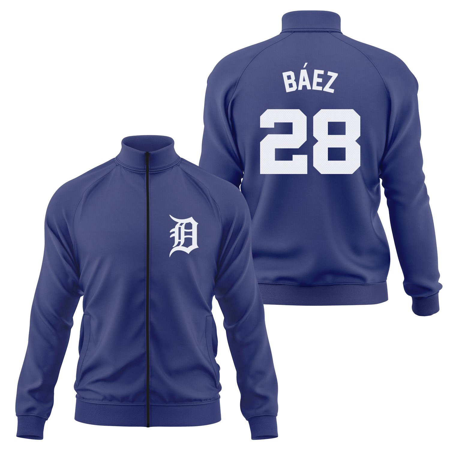 Javier Baez 28 Detroit Tigers Jersey Fermuarlı Sweatshirt XXL - İndigo Mavisi