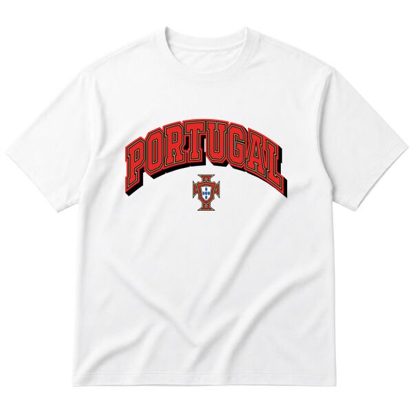 Portekiz 2026 Varsity Oversize Tişört S - Beyaz