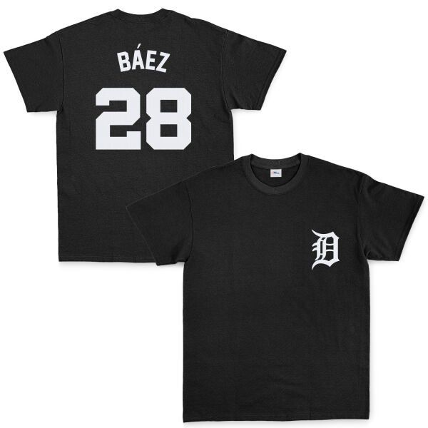 Javier Baez 28 Detroit Tigers Jersey Tişört XL - Siyah