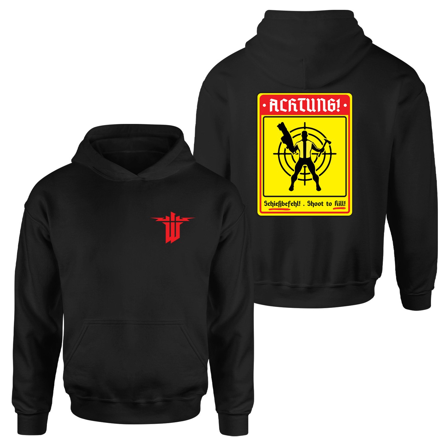 Achtung Schießbefehl! | Wolfenstein Hoodie L - Siyah