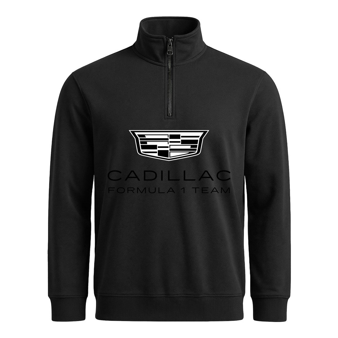 Cadillac Big Yarım Fermuarlı Sweatshirt XXL - Siyah