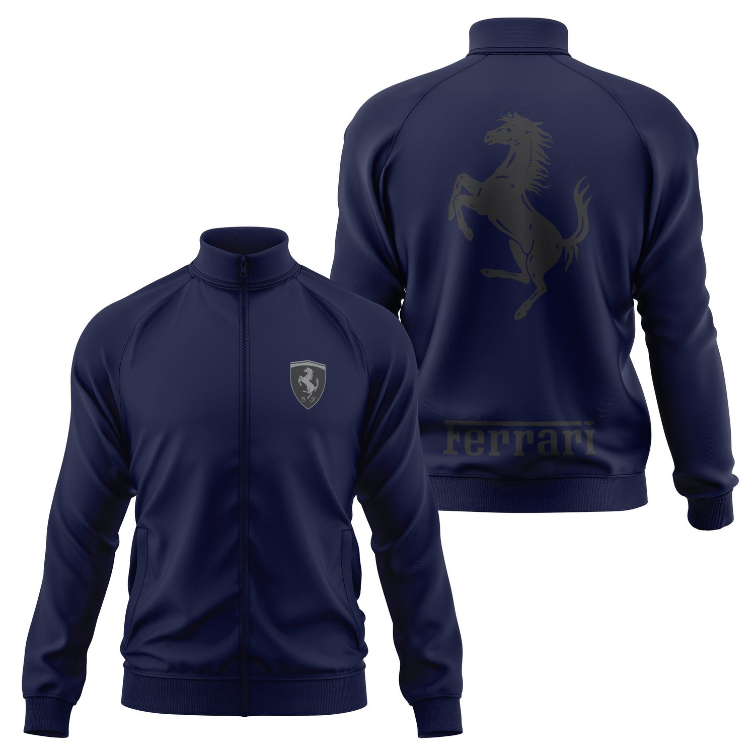Ferrari Muted Black Premium Fermuarlı Sweatshirt S - İndigo Mavisi