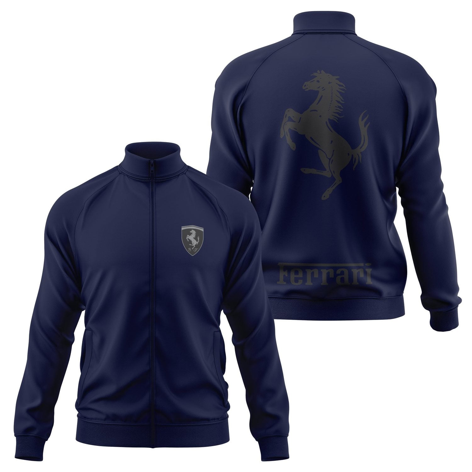 Ferrari Muted Black Premium Fermuarlı Sweatshirt M - İndigo Mavisi