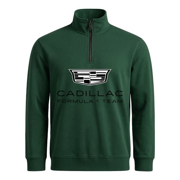 Cadillac Big Yarım Fermuarlı Sweatshirt M - Nefti Yeşili