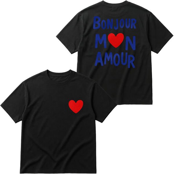 Bonjour Mon Amour Oversize Tişört S - Siyah