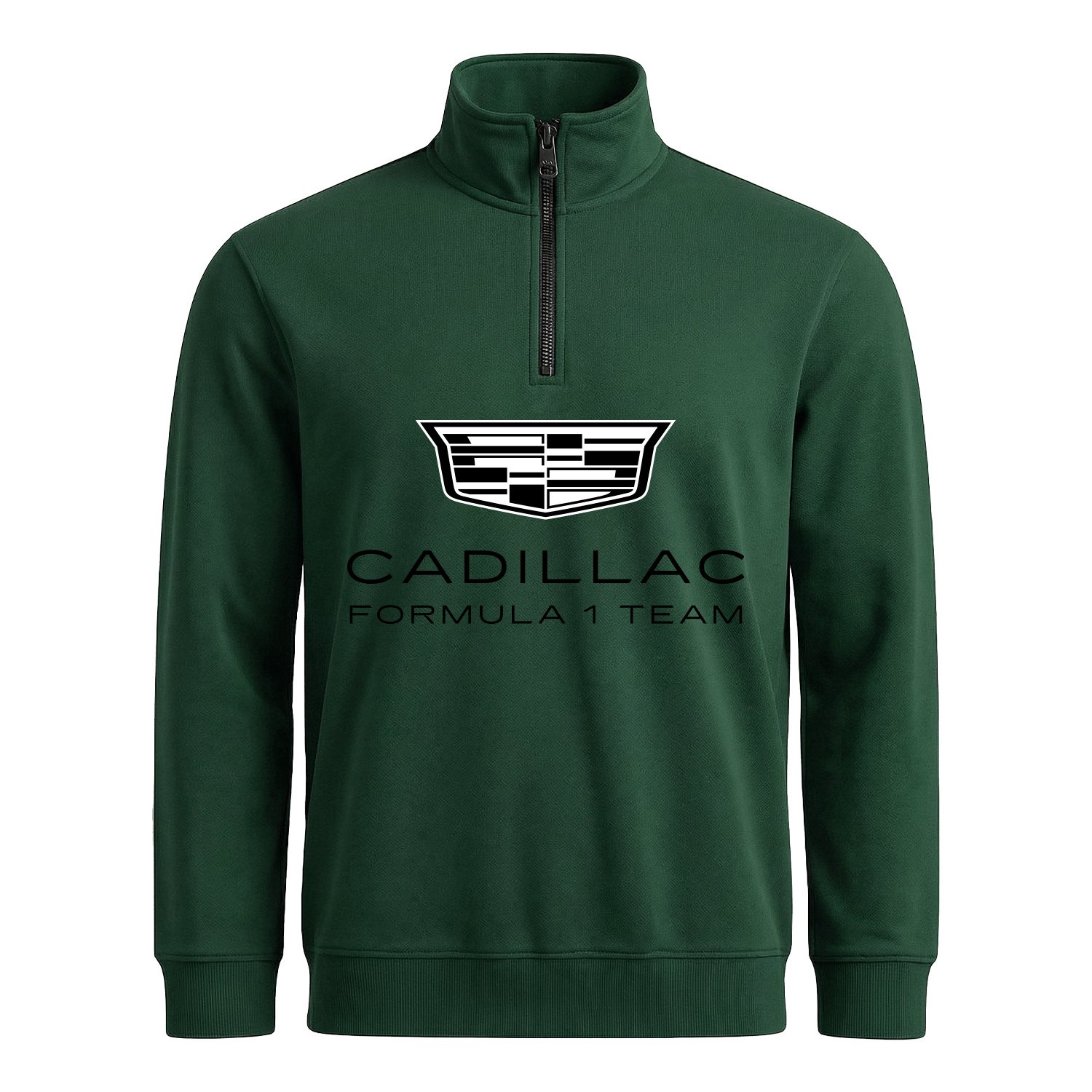 Cadillac Big Yarım Fermuarlı Sweatshirt XL - Nefti Yeşili