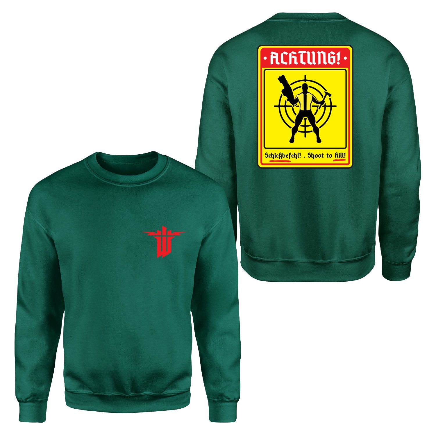 Achtung Schießbefehl! | Wolfenstein Sweatshirt XXL - Nefti Yeşili