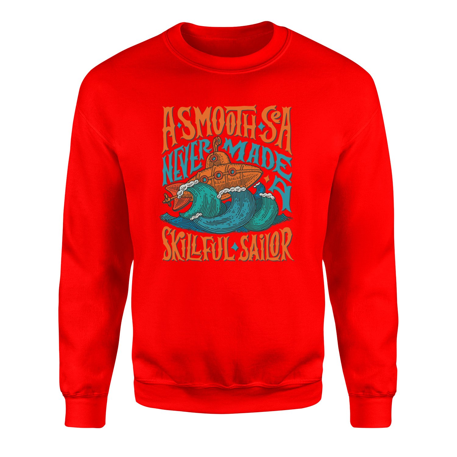 Smooth Sea Illustration Sweatshirt XXL - Kırmızı