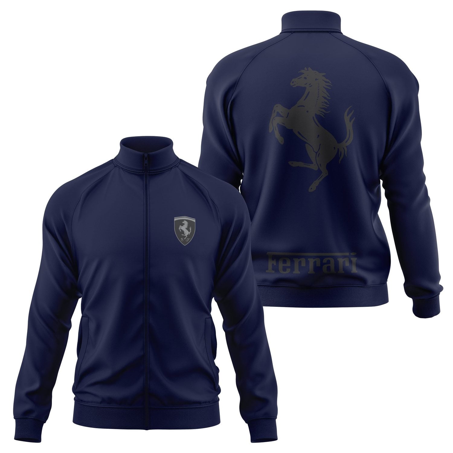 Ferrari Muted Black Premium Fermuarlı Sweatshirt XXL - İndigo Mavisi