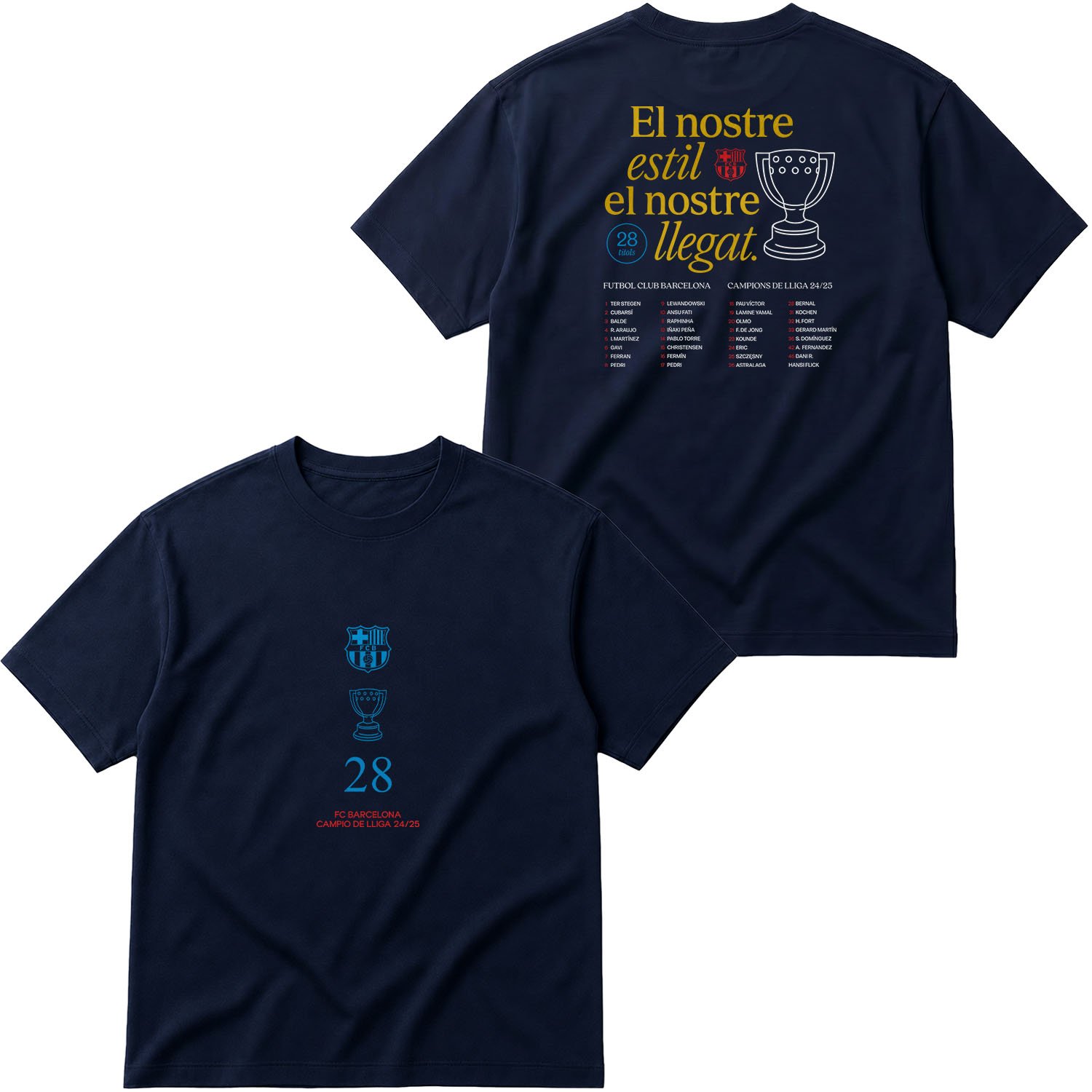 Barcelona Champions 25 Oversize Tişört XL - İndigo Mavisi