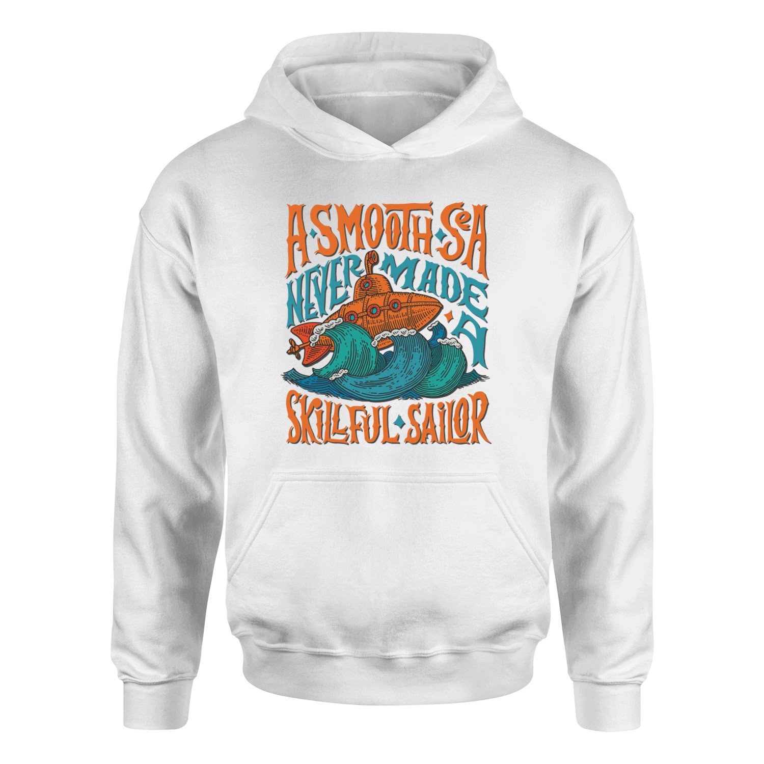 Smooth Sea Illustration Hoodie L - Beyaz