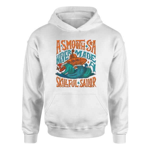 Smooth Sea Illustration Hoodie L - Beyaz