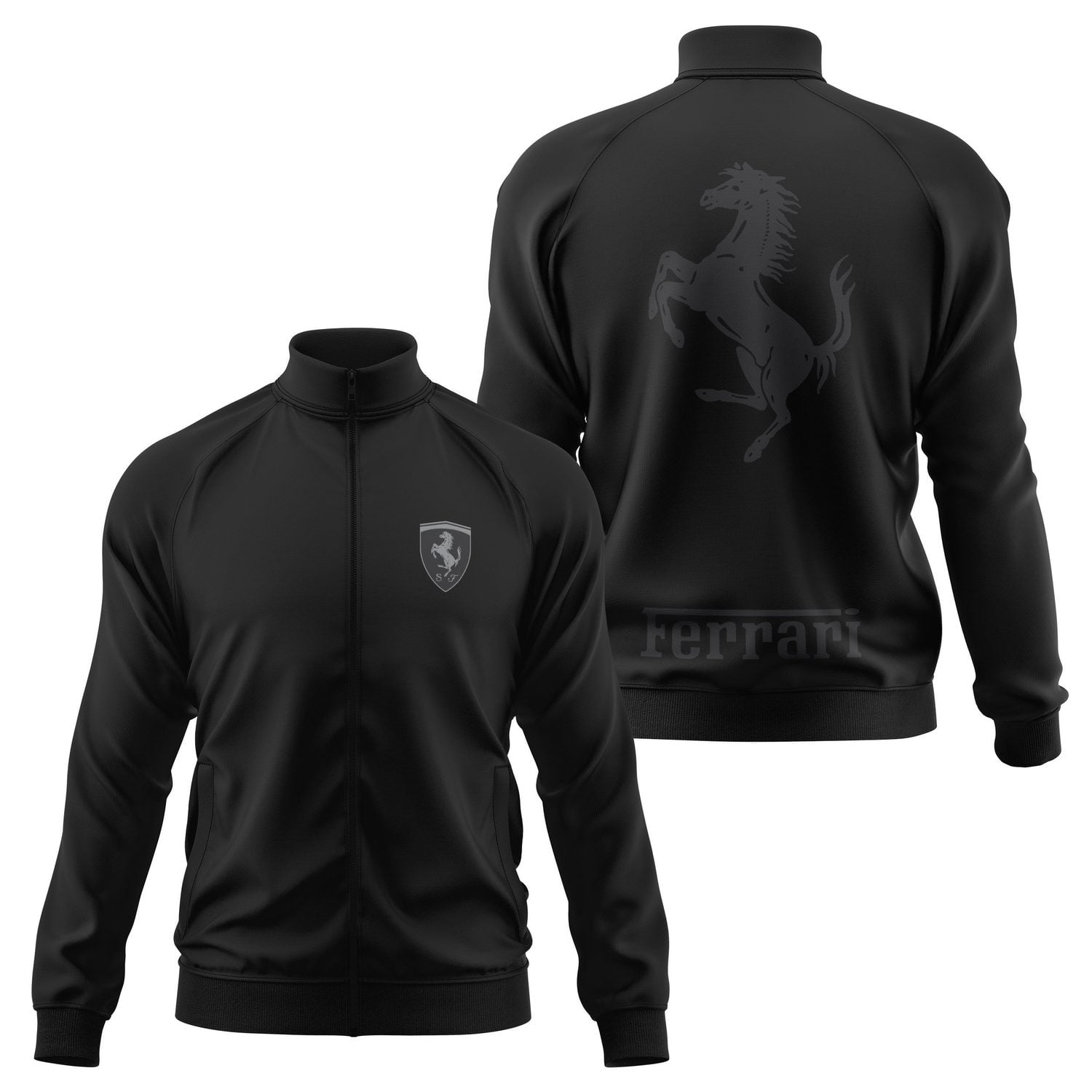 Ferrari Muted Black Premium Fermuarlı Sweatshirt M - Siyah
