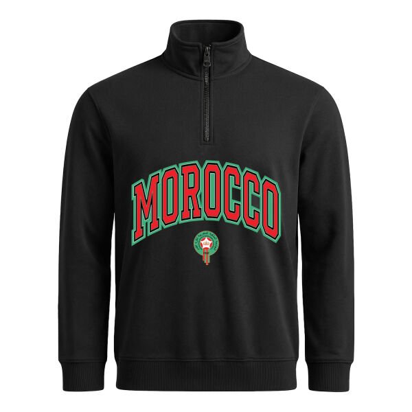 Fas 2026 Varsity Yarım Fermuarlı Sweatshirt M - Siyah