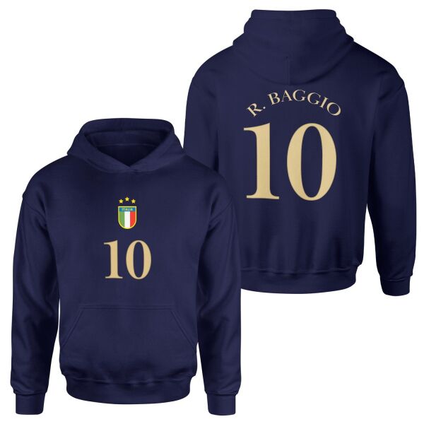 Roberto Baggio 10 Forma Hoodie S - İndigo Mavisi