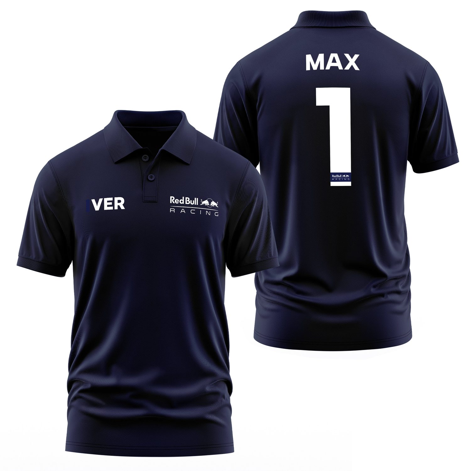 Max Verstappen Red Bull Racing White #1 Polo Tişört L - İndigo Mavisi