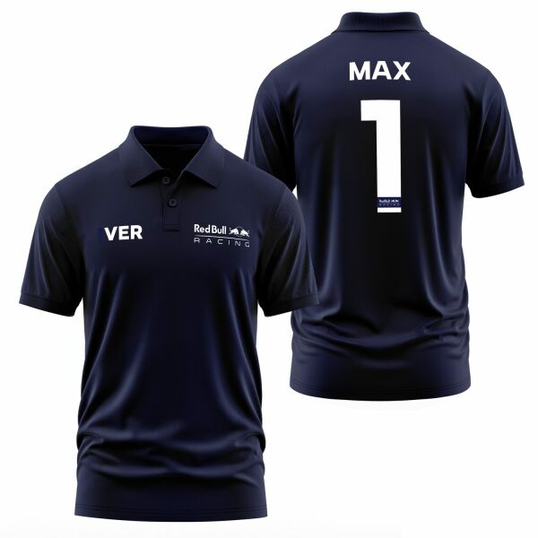 Max Verstappen Red Bull Racing White #1 Polo Tişört L - İndigo Mavisi