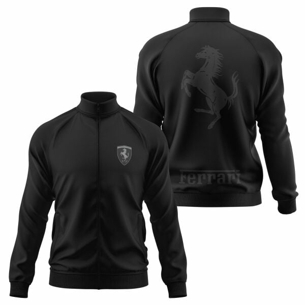 Ferrari Muted Black Premium Fermuarlı Sweatshirt XL - Siyah