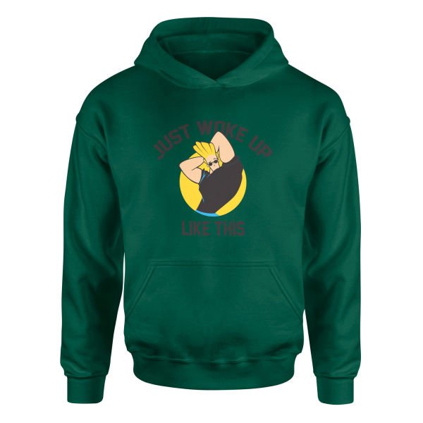 Just Woke Up Like This | Johnny Bravo Hoodie XL - Nefti Yeşili